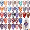 Altre forniture per cani 30 pezzi Bandana per cani Plaid Pet Bavaglino Sciarpa Triangolo lavabile regolabile per cuccioli di taglia piccola e media Consegna a goccia 2 Dhkgg