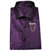 メンズカジュアルシャツペイズリーメンズシャツ紫色の長袖ターンダウンカラーノベルティポリエステルジャクアードフィットビジネスウェディングデザイナー
