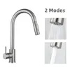 Kitchen Faucets Pull Out Black Sensor Faucet Smart Induction Stainless Steel Mixer Tap Touch Control Sink 2 Modes And Cold Water