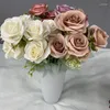 Decorative Flowers Artificial Silk Dutch Rose Bouquet Wedding Pography Props Valentine's Day Gift Home Garden Roses Fake Flower Ins Wind