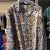 Camisas casuales para hombres Wacko Maria Camisa de manga corta con estampado de grano tipo serpiente de color japonés en contraste Pareja hawaiana