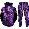 Tracksuits voor heren 2023 Set 3D Printing Fashion Personality Creative Parp Suit met capuchon Casual Sweatshirt Heatpants Twee sets