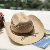 Boinas feitas de palha personalizadas na Europa Ocidental e no chapéu de cowboy dos Estados Unidos viagens solar protetor solar rafi enrolado à mão à mão