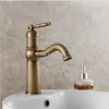 Badezimmer-Waschtischarmaturen, antiker Messing-Wasserhahn, Einhebelmischer, lange Öffnung, drehbar, für Waschbecken, Mischbatterie A-047