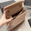Handväskor mode kvinnor luxurys axelväskor klassisk designer loulou y-formade quiltkedjor påsar kvinnlig tote satchel handväska pu läder plånbok