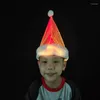 Berets Luminous Led Light Up Fiber Optic Fabric Christmas Santa Hat Gifts Plush Party Fashion Christma