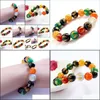 Beaded 3Win Colorf Gilded Mantra Natural Beads Bracelet Buddhist Jewelry Rosary Bracelets For Gifts Women/Men Drop Delivery 2022 Dhx2Z