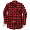 LuxuryNew Men Casual Plaid Flannel Shirt Long-Sleeved Chest Two Pocket Design Fashion Printed-Button