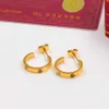 10 Years Manufacturer Wholesale New Fashion Semi-Round Diamond Rose 18K Gold Titanium Plated Stud Earrings Couple Gift With Dust Bag