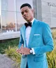 Bleu ciel clair velours garçons d'honneur mariage Tuxedos Slim Fit hommes costumes 2 pièces ensembles revers pointu Blazers costume formel avec veste et pantalon