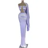 Lavender lilac mermaid evening Dresses Beaded Crystals stain Mermaid with Wrap Cape Women Formal arabic aso ebi Prom gown