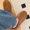 Pantofole da donna con le pannelli per le galloni castagne shearling pelliccia di pelliccia classica mini mini piattaforma inverno stivali flip flip flops scarpe