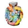 Men's Hoodies Jumeast 3D Colorful Candies Printed Men Graphic Streetwear Fall Aesthetic Hooded Sweatshirts Unisex Sweet Kawaii Clothes