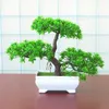 Flores decorativas plantas plásticas artificiais Bonsai Pequena panela de árvore falsa planta em vaso em casa Decoração El Garden Ornamentos de arranjo de jardim