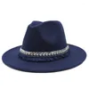 Berets ozyc zima mężczyźni szeroka wełna poczuła Jazz Fedora Hats for Women British Classic Trilby Party Formal Panama Cap Floppy