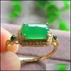 Cluster Rings Cluster Rings Design De Mode Vert Jade Artificiel Ouverture Réglable Pour Les Femmes Style Chinois Vintage Lumière De Luxe Cha Dh3Oz