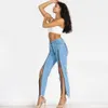 Shascullfites Melody Open Crotch Jeans With Zippers Sexy Dance Blue Jeans for Women