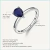 Cluster-Ringe Cluster-Ringe Gems Ballet 1 29 Karat natürlicher blauer Saphir-Solitär-Edelstein 925 Sterling Silber Wassertropfen-Ring für Frauen Dhndq