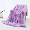 Tie-dyed Gradient Blanket Long Shaggy Faux Fur Throw Blankets Flannel Fleece Rainbow Throws and Blankets for Bed Sofa WLL1787