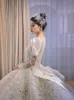 luxury Gorgeous A Line Wedding Dresses V Neck Princess Royal with Lace Appliques Bridal Gown vestido de novia