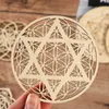 Géométrie 10 cm Mattes de montagnes en forme de fleur Cercles de bord en bois Décoration de la maison en troupe-monts sculptées