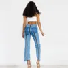 Shascullfites Melody Open Crotch Jeans With Zippers Sexy Dance Blue Jeans for Women