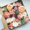 Dekoratif Çiçekler Doğal Beyaz Tema Düğün Çiçek Kutusu DIY Buketler Centerpieces için Set Parti Bebek Duş Ev Dekorasyonları