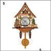 Horloges Murales En Bois Coucou Horloge Murale Temps Alarme Oiseau Cloche Swing Montre Home Art Décor Décoration Style Antique H0922 Drop Delivery 20 Dhj7A