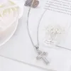 Подвесные ожерелья моды Женские перекрестные подвески полные CZ Crystal Crystal Ожерелье Иисуса Медное покрытие с платиновыми украшениями для мужчин/женщин