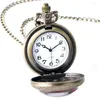 Pocket Watches Retro Bronze Go Cosplay Anime Clock Men Quartz Watch Pendant Game Monster Necklace Chain Jewelry For Fans