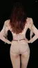 Stage Wear Frange dorate Body sexy con strass brillanti Festeggia il compleanno elasticizzato Vedi attraverso trasparente