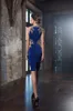 Mor till bruden klänningar blå ärmlös kunglig ärmlös kvinnlig klänning guld spetsar silk satin stor storlek ny år 2022