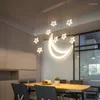 Lámparas colgantes Estrella y luna Luces colgantes Led moderno para sala de estar Comedor Bar Lámpara de decoración del hogar