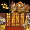 Stringhe 7/12/22/32/52M Solare Led String Light Natale Giardino Festa di nozze Luci fatate Vacanze Outdoor Impermeabile Ghirlanda di filo nero