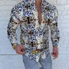 Luxuryxury Royal Shirt Men's Long Sleeve Autumn Casure-Down Shirts Top Fashion Holiday Floral Print Business Slim Blouse Tops Free Shipp