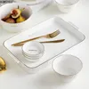 Dinnerware Sets AGMSYEU Nordic Simple Ceramic Square Plate Western Steak Home Breakfast Pastry El Restaurant