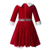 Girl's Dresses Kids Girls Christmas Children Xmas Party Long Sleeve Velvet Figure Ice Skating Roller Baton Twirling 221101