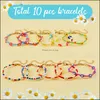 Beaded Strands P￤rlade L Colorf Daisy Flower Bead Armband Y2K Jewelry Aesthetic Anklet Handgjorda anklets Boho Beach Summer B Otkwg