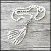 Pendant Necklaces Camellia Shape Zircon Charm Pendant Cz Micro Pave Natural Shell Pearl Beads Tassels Women Jewelry Necklace Nk520 D Dhlwp