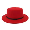 Berretti a sfera Cappello perfetto Unisex Cintura di lana a tesa larga Flat Top Fedora Cappelli da festa Berretto da baseball Insegnante