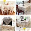 Nappe Europe Table En Organza Er Dentelle Brodée Ronde / Rec Nappes De Mariage Décoration De Meubles Tissu De Fil Transparent 21072 Dhfoi