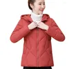 女性のトレンチコート冬の女性アウターダウンコットンスリムフィットフード付きジッパーミスコート女性ショートウエスタンスタイルジャケットタイド