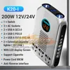 CC221 6 chargeur de voiture USB QC3.0 PD charge rapide 200W 12V 24V à 220V écran LED onduleur de voiture avec 3 prises 2 allume-cigare Inversor