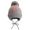 Chapeau pour enfants Beanie Jacquard Love Winter Warm Knitted Baby Hair Ball Ear Cap RRA392