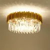 Kroonluchters dimbare led ronde goud chroom kristallen plafond op hangende kroonluchter verlichting glans suspensie lampenlampen voor woonkamer