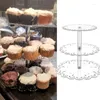 Suprimentos festivos 652F 3 Tier Transparente Round Cake Stand Cupcake Display Holder Tarde Tea Sobremesa Bandeja para Chuveiro de Bebê Aniversário de Casamento