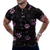 Polo da uomo Pink Dog Paws Polo da uomo Animal Foots Stampa Camicia casual Estate Colletto alla moda T-shirt Maniche corte Grafica Oversize Top