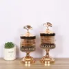 Storage Bottles Vintage Metal Hollow Jar Exquisite Glass Container Candy Jewelry Box Candle Holder Home Decor