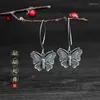 Kedjor Thailand Chiang Mai Thai Silver Butterfly örhängen Kvinnor Retro Style 99 Sterling Tassel Överdrivna öronstänger