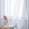 リビングルーム用のカーテンコットンリネンチュールカーテンシアーウィンドームベッドルームカフェソリッドカラー装飾カスタムサイズ
